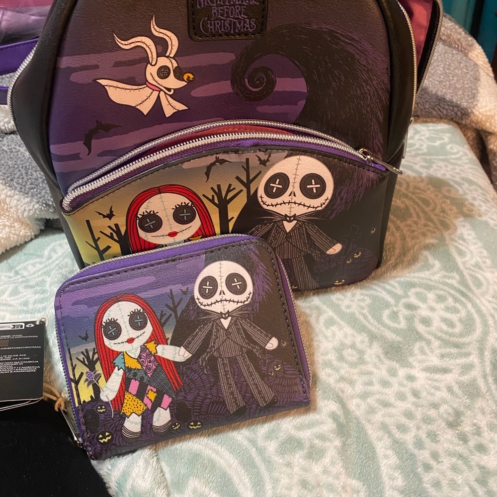Disney  Loungefly Jack & Sally mini backpack & wallet